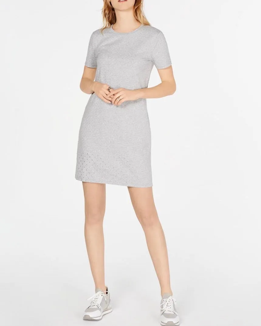 MICHAEL Michael Kors Gray Mini Stud Short Sleeve T Shirt Dress