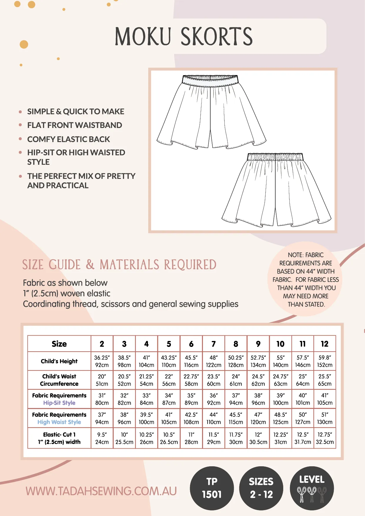 Moku Skorts Sewing Pattern