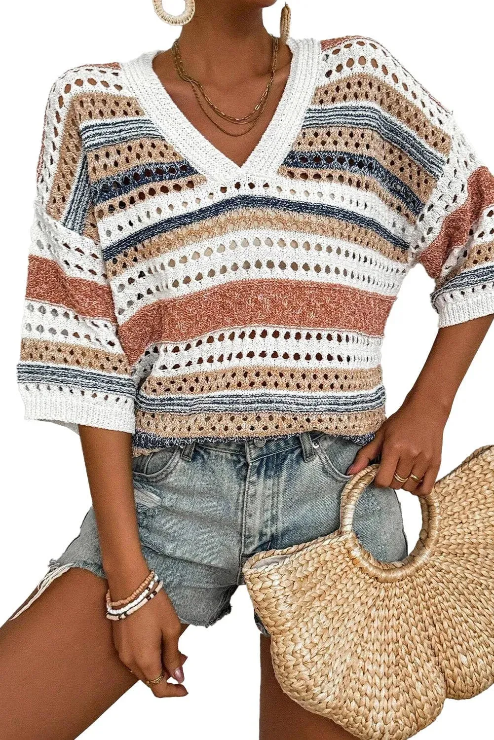 Multicolour Striped Knitted Sweater