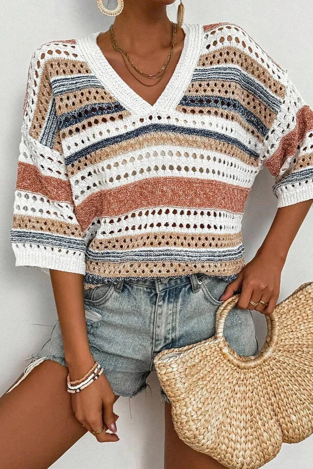 Multicolour Striped Knitted Sweater