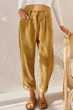 Mustard corduroy straight leg pant