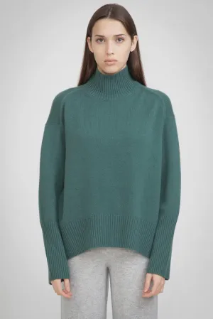 N.121 Cashmere Blend Deep Hem Ribbed Funnel Forest