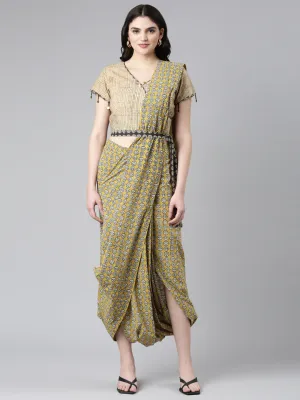 Neerus Conversational Printed Pure Cotton Top With Dhoti Pants
