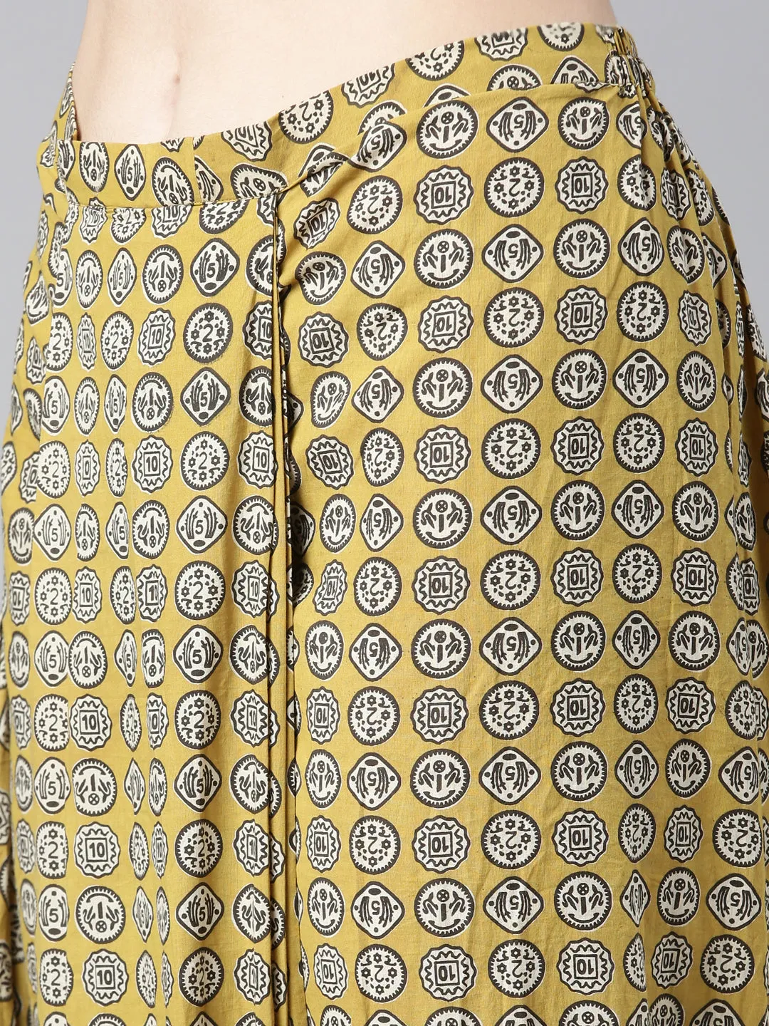 Neerus Conversational Printed Pure Cotton Top With Dhoti Pants