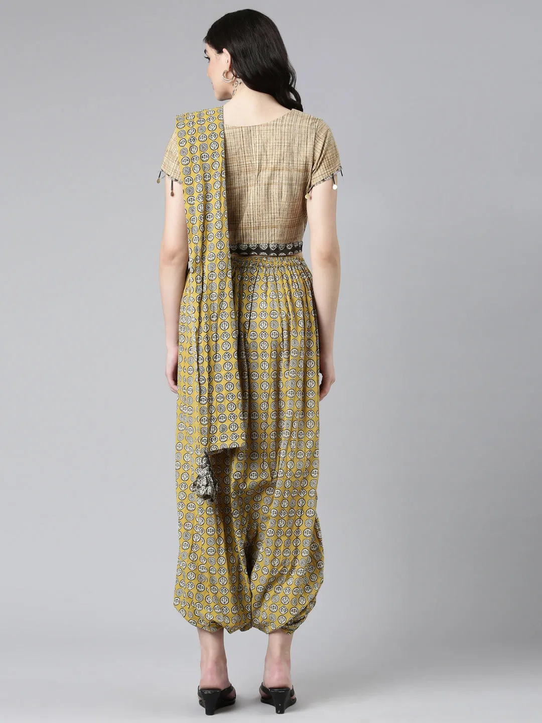 Neerus Conversational Printed Pure Cotton Top With Dhoti Pants