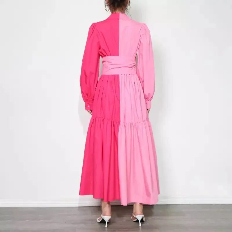 Paisley Dual Tone Belted Dress