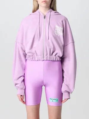 Pharmacy Industry Plush Purple Cotton Hoodie with Zip Closure