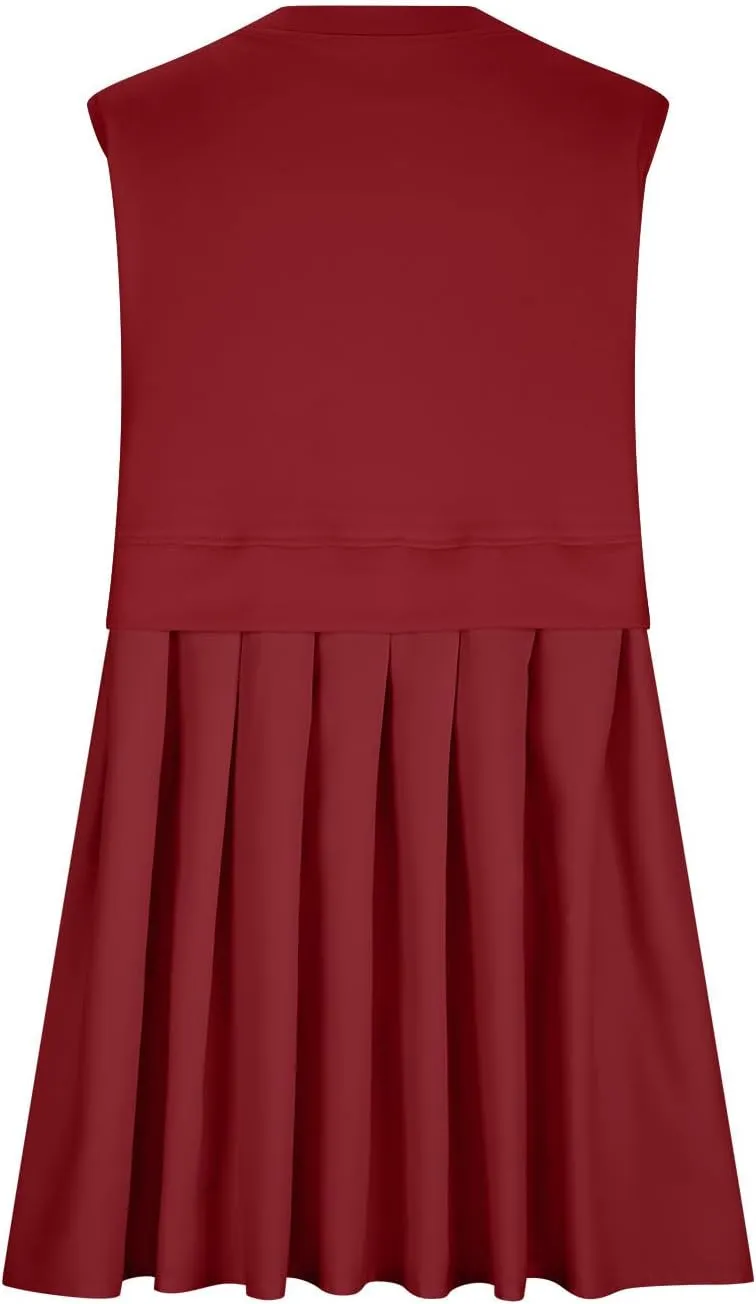 Plus Size Dresses for Curvy Women Solid Color Sleeveless Midi Dress Baggy Casual Sundress Ruffle Flowy Summer Dresses