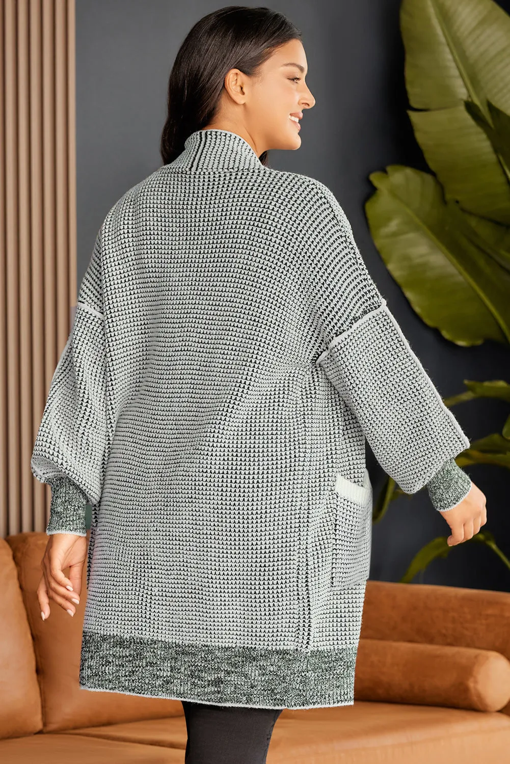 Plus Size Open Front Longline Cardigan | Drop Shoulder Cardigan With Pockets