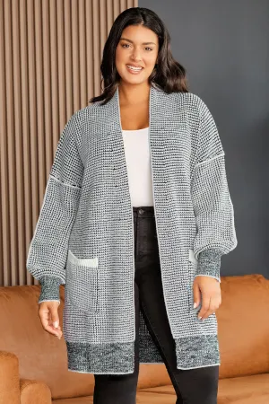 Plus Size Open Front Longline Cardigan | Drop Shoulder Cardigan With Pockets
