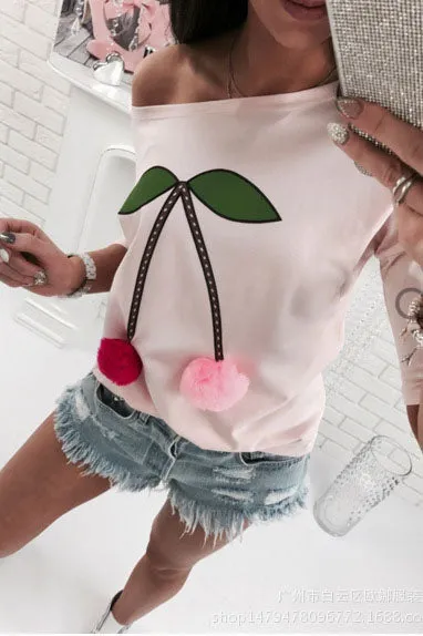 Print Ball Decorate Loose Long Sleeves T-shirt