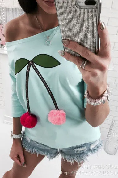 Print Ball Decorate Loose Long Sleeves T-shirt