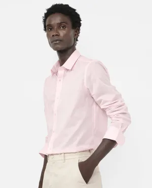 Rare Rabbit Men's Fullsleen Pastel Pink Cotton Fabric Full Sleeves Collared Neck Regular Fit Solid Shirt