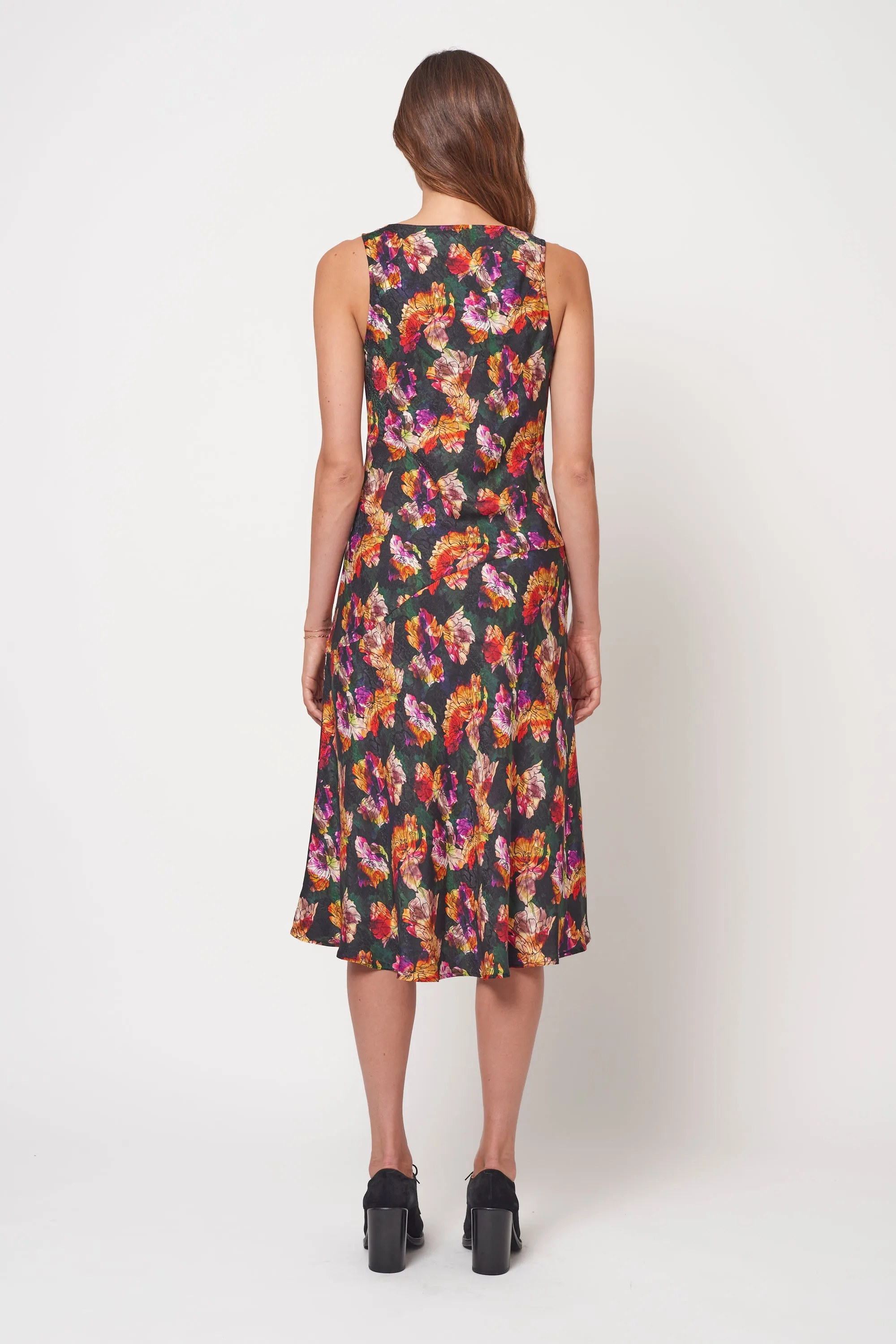 Red Violet Flowers Linda Midi Dress