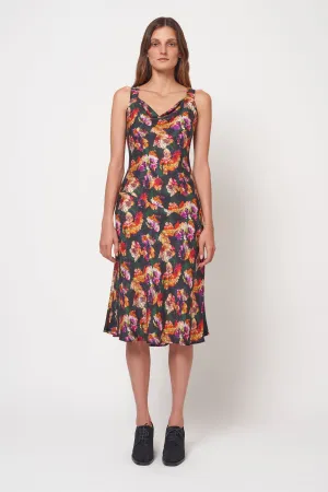 Red Violet Flowers Linda Midi Dress