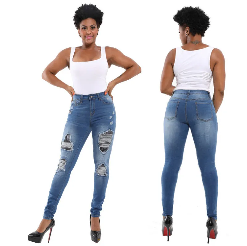 Ripped Bodycon High Waist Stretch Jeans Pants