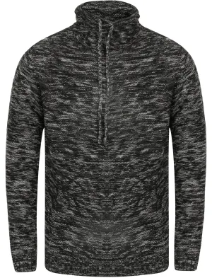 Savoy Colour Twist Jumper With Snood Neck In Black Mist / Charcoal - Dissident