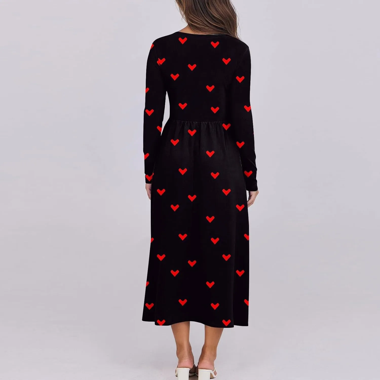 Spring Dresses for Women 2025 Long Sleeve O Neck Midi Tea Length Boho Vacation Trendy Waist Cruise Dress