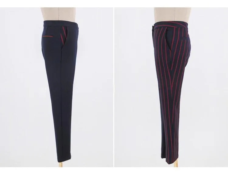 Striped Office Lady Pants Suit