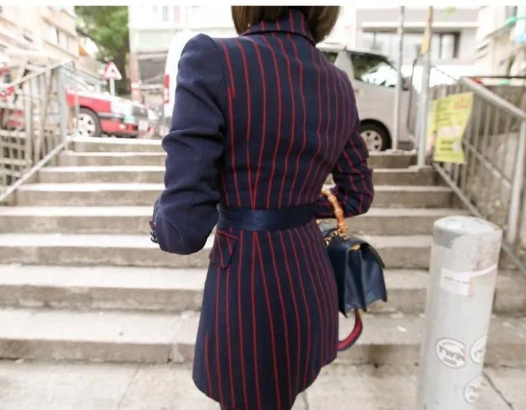 Striped Office Lady Pants Suit
