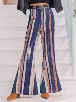 Stylish Cowgirl High Waist Striped Flare Pants