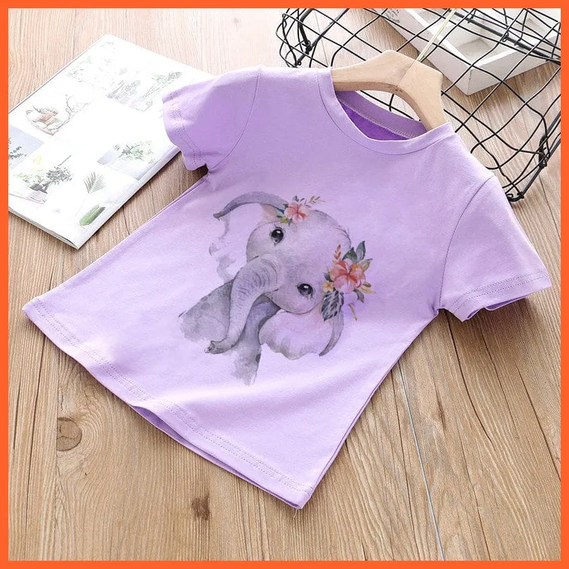 Summer Cartoon Animals Baby Kids T-Shirt | Cute Short Sleeve Printed Toddler Tee