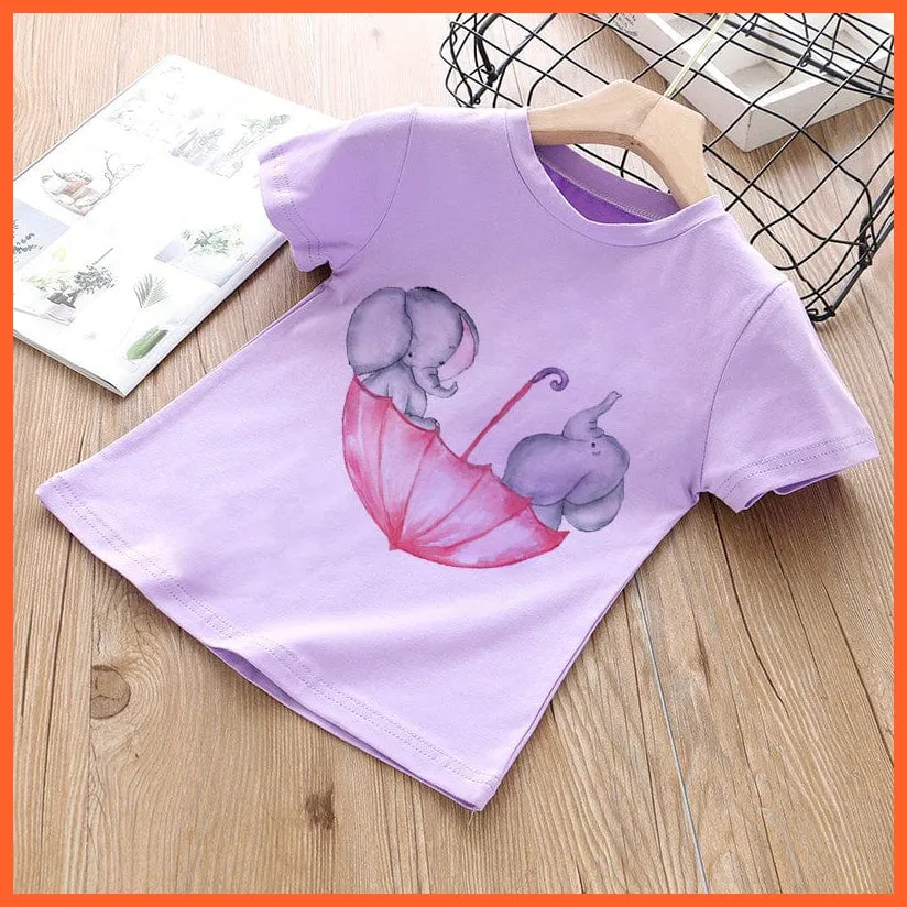 Summer Cartoon Animals Baby Kids T-Shirt | Cute Short Sleeve Printed Toddler Tee