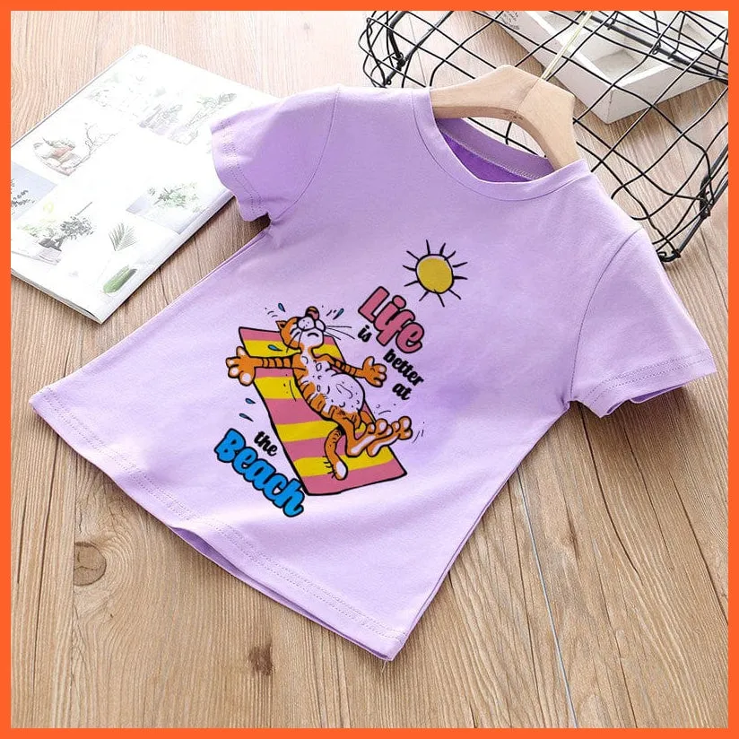 Summer Cartoon Animals Baby Kids T-Shirt | Cute Short Sleeve Printed Toddler Tee