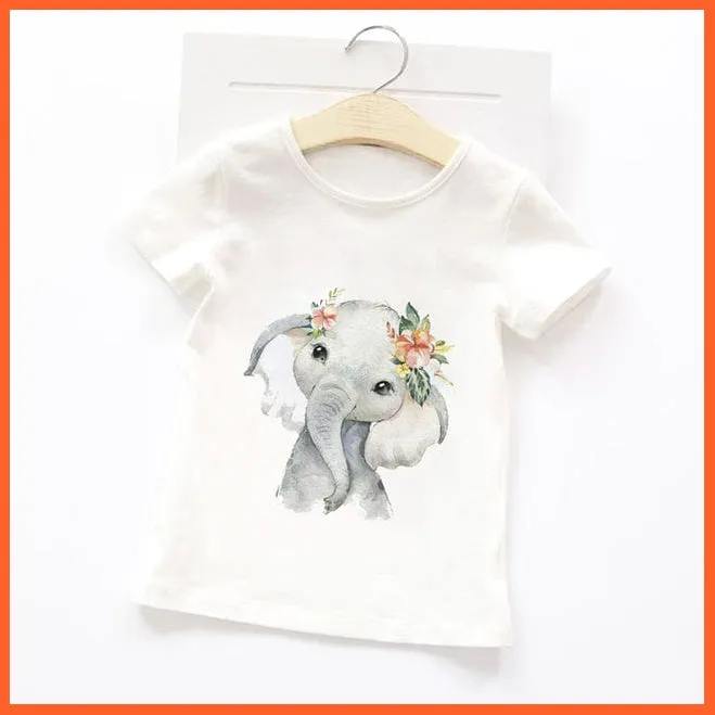 Summer Cartoon Animals Baby Kids T-Shirt | Cute Short Sleeve Printed Toddler Tee