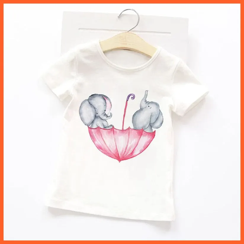 Summer Cartoon Animals Baby Kids T-Shirt | Cute Short Sleeve Printed Toddler Tee