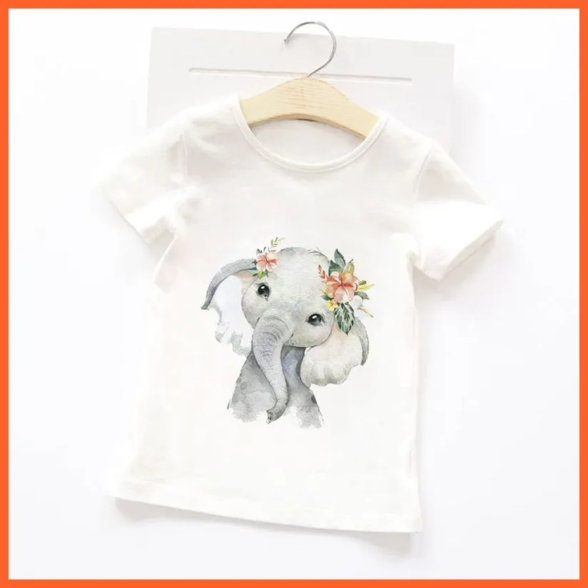 Summer Cartoon Animals Baby Kids T-Shirt | Cute Short Sleeve Printed Toddler Tee
