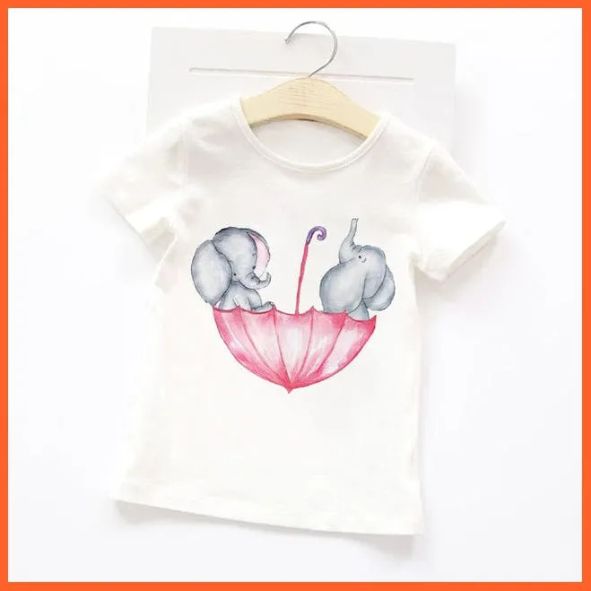Summer Cartoon Animals Baby Kids T-Shirt | Cute Short Sleeve Printed Toddler Tee