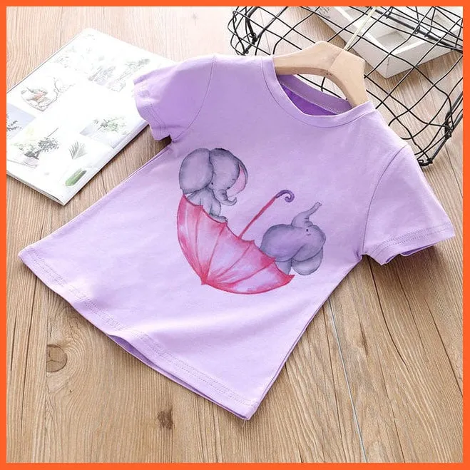 Summer Cartoon Animals Baby Kids T-Shirt | Cute Short Sleeve Printed Toddler Tee