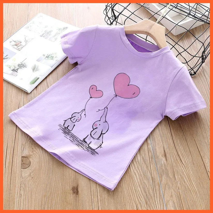 Summer Cartoon Animals Baby Kids T-Shirt | Cute Short Sleeve Printed Toddler Tee