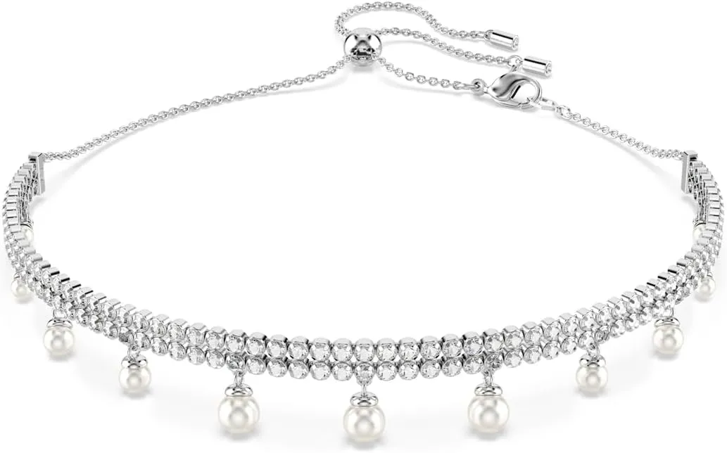 Swarovski Ariana Grande Crystal and Pearl Choker Necklace in Rhodium Finish - Part of the Ariana Grande x Capsule Collection