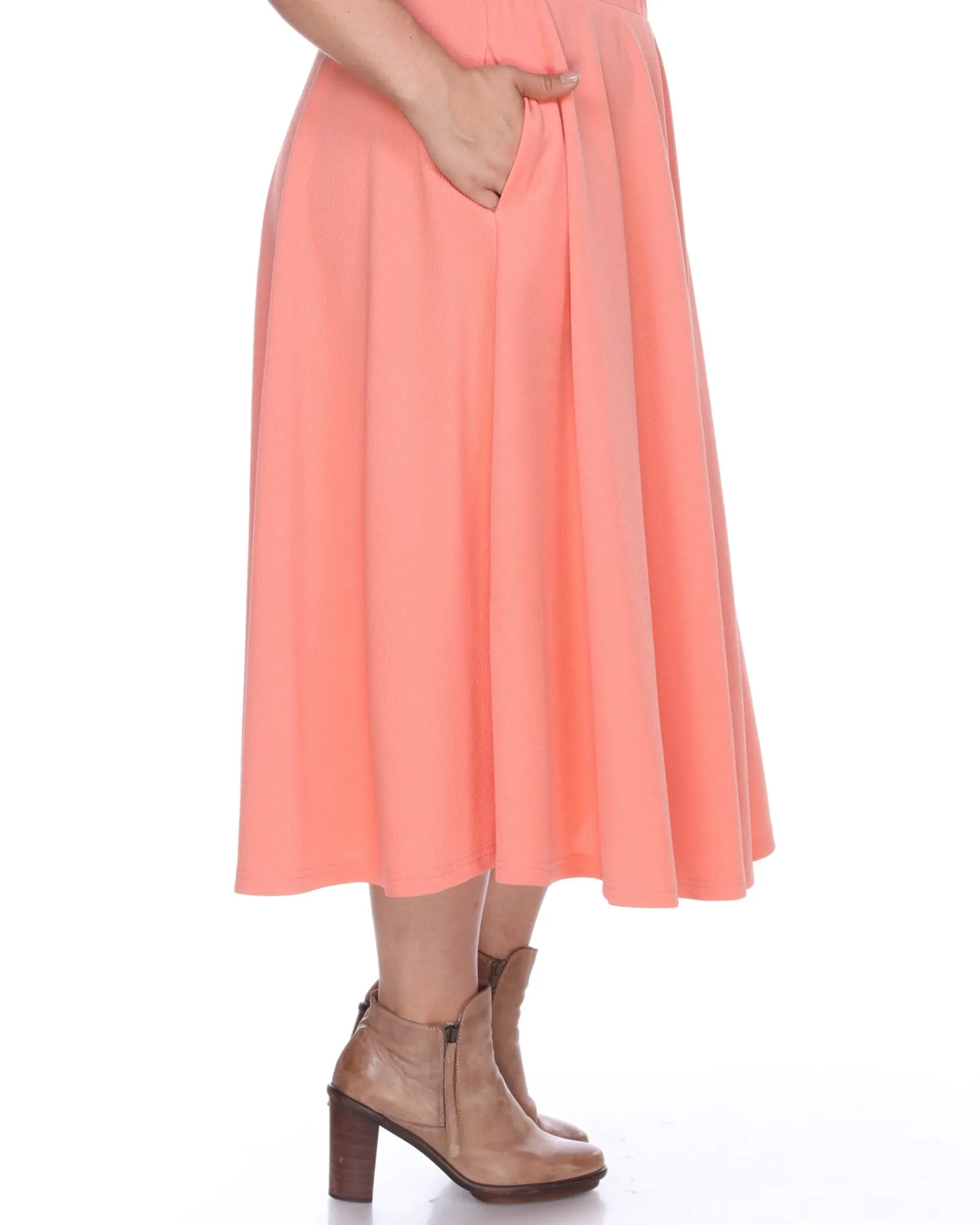 Tasmin Flare Midi Skirt | Coral