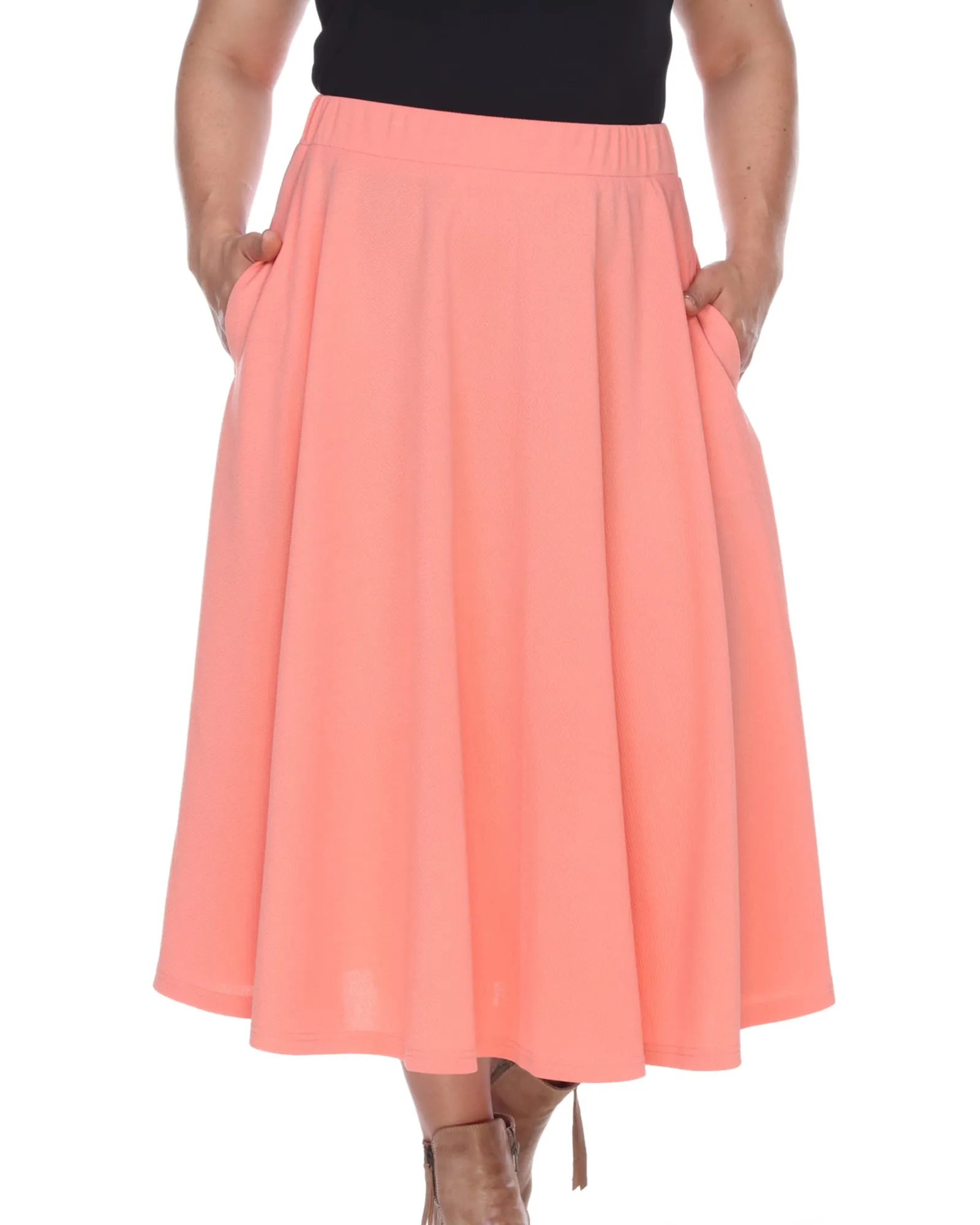 Tasmin Flare Midi Skirt | Coral