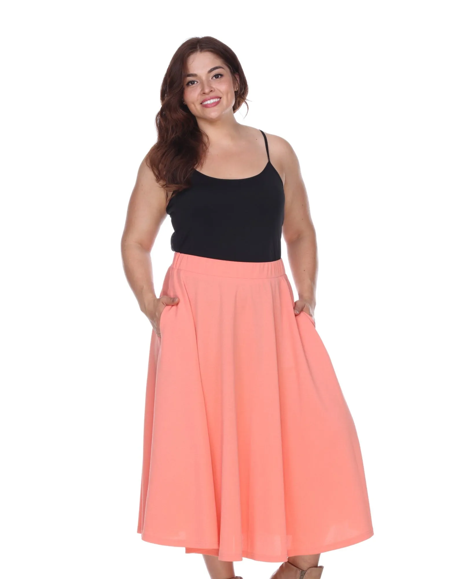 Tasmin Flare Midi Skirt | Coral