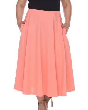 Tasmin Flare Midi Skirt | Coral