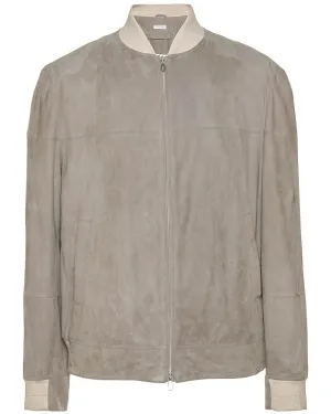 Taupe Suede Bomber Jacket
