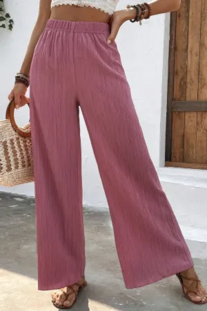 Textured Wide Leg Palazzo Pants | Effortless Comfort and Stylish Design