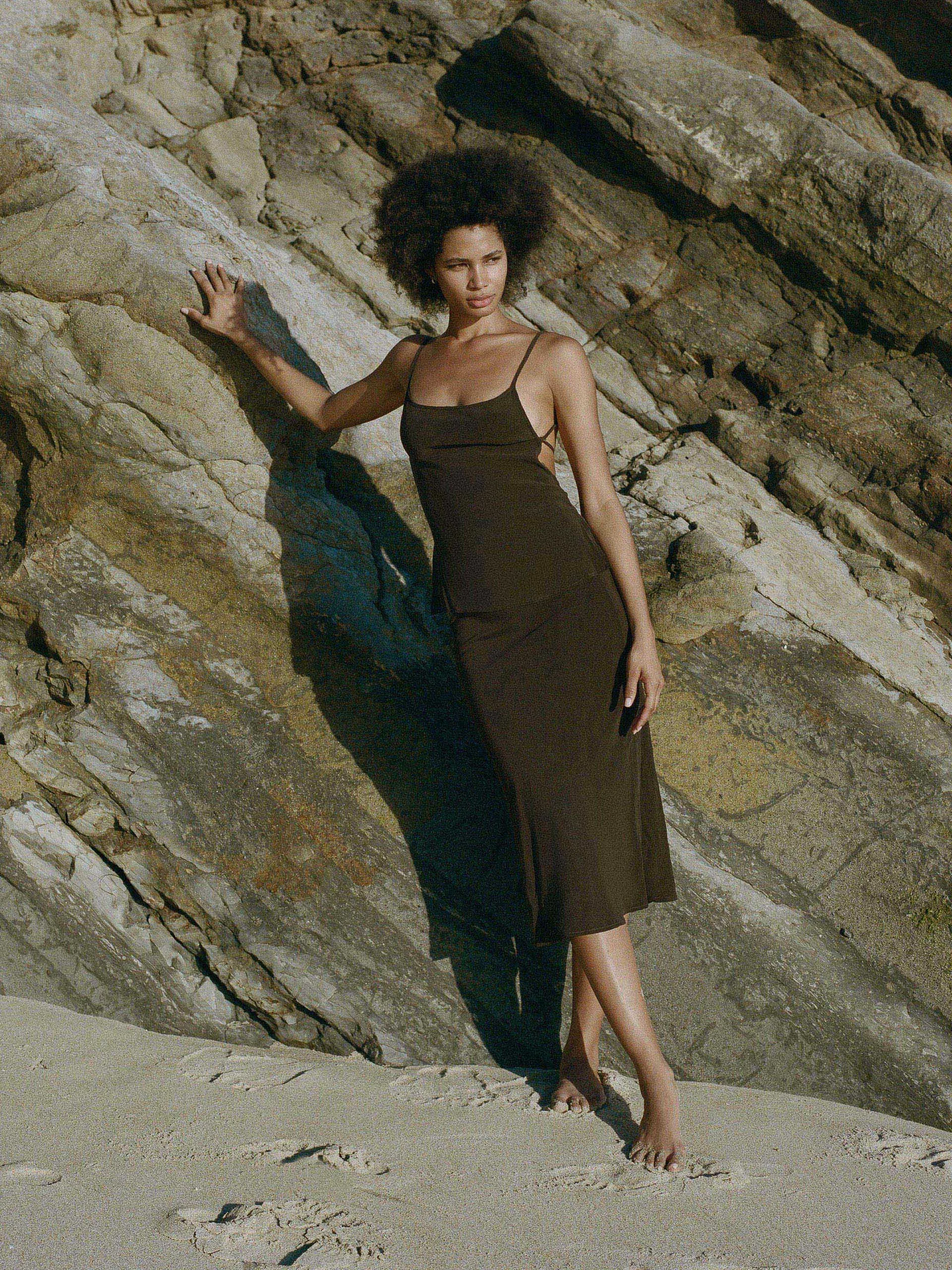 The Rey bias-cut skirt in stretch cupro