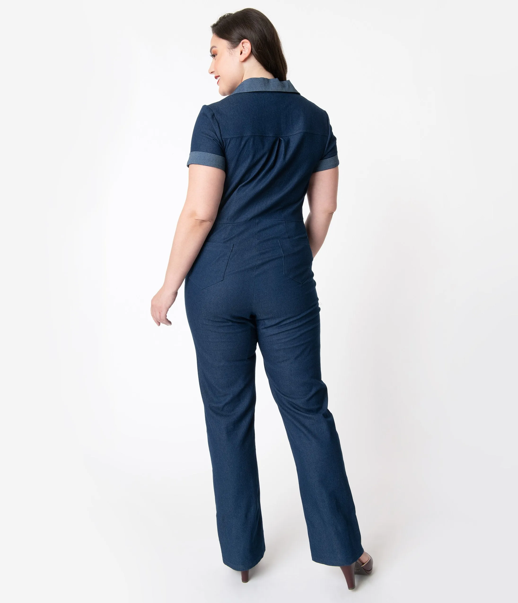 Unique Vintage Plus Size 1940s Blue Denim Claire Coverall