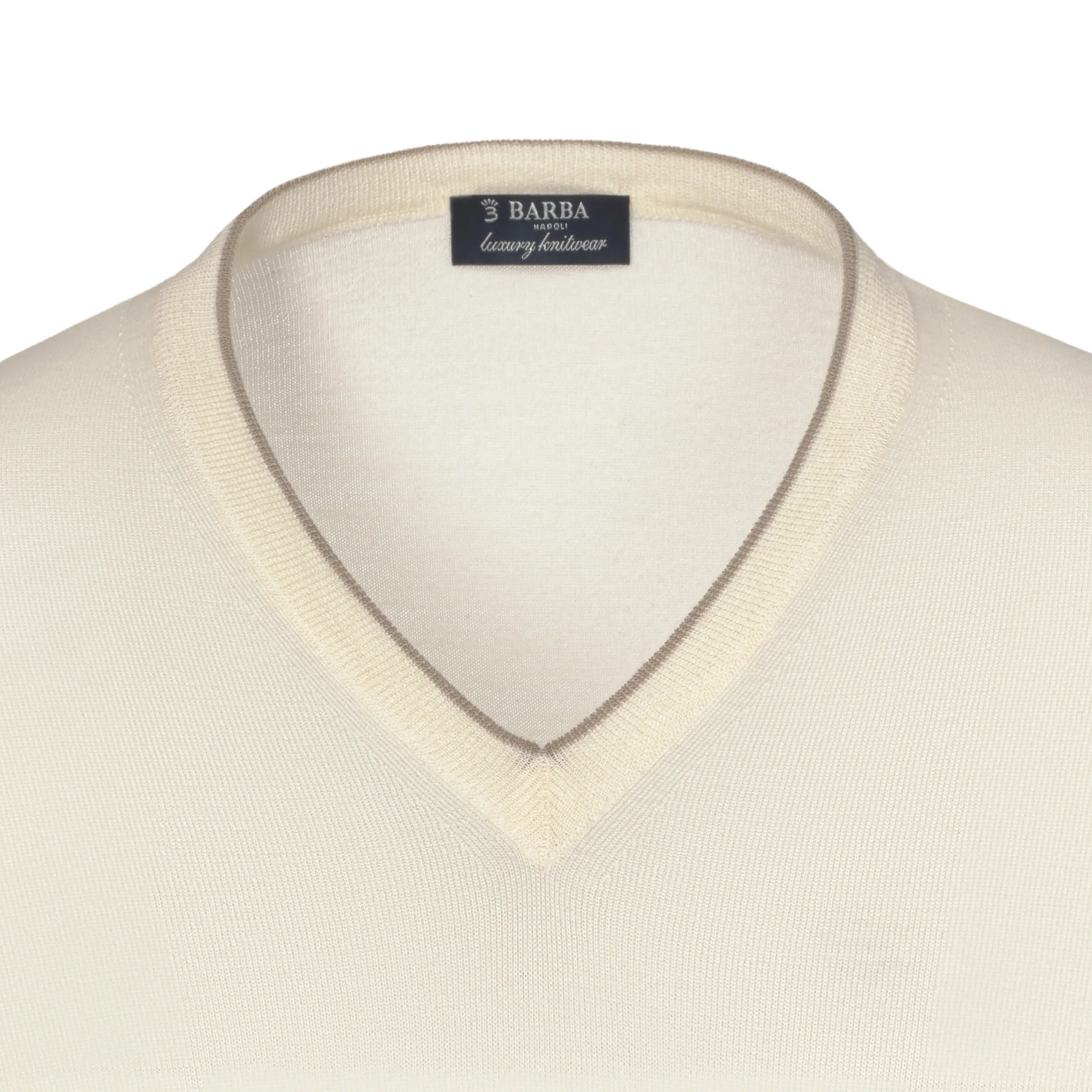 V-Neck Virgin Wool Pullover in Warm White
