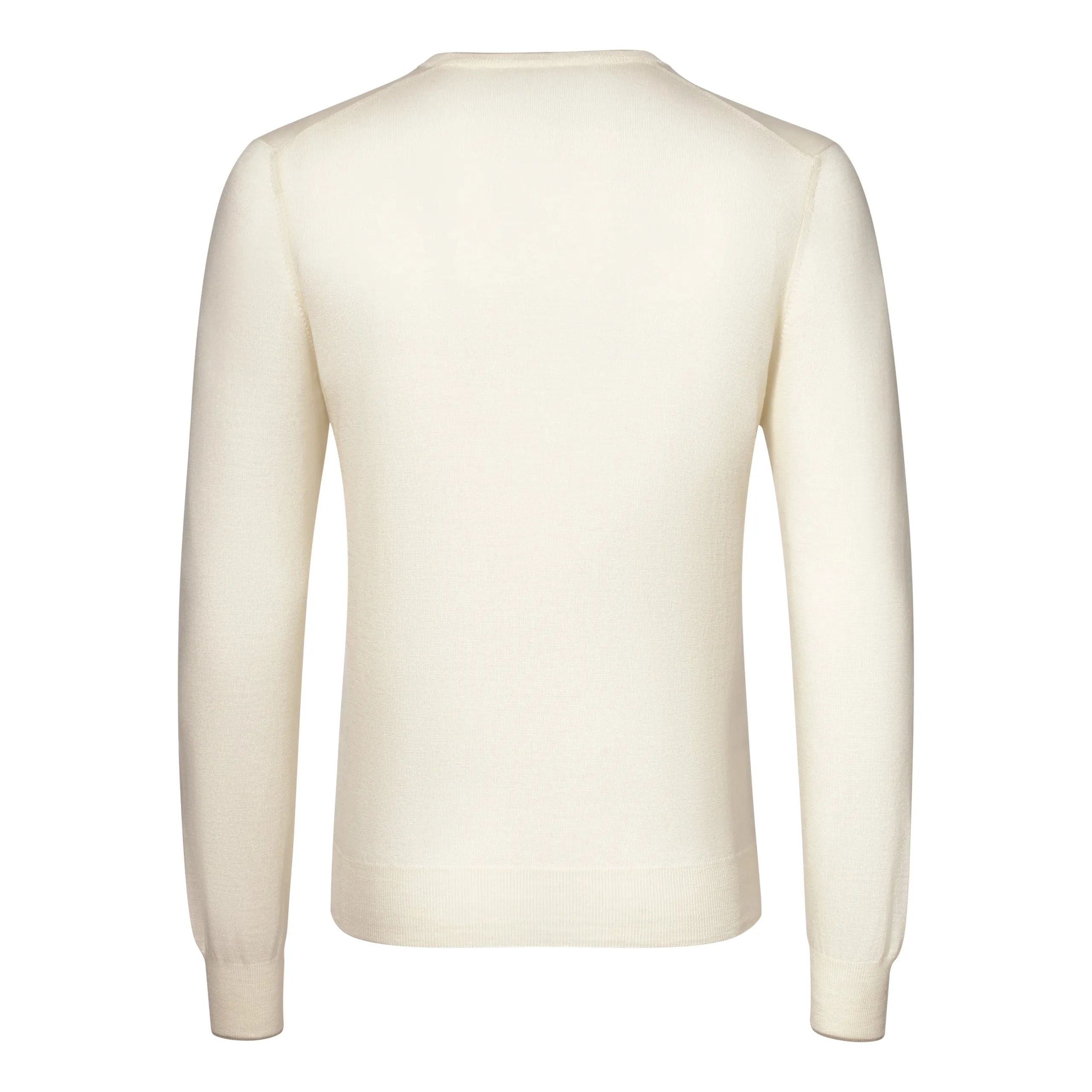 V-Neck Virgin Wool Pullover in Warm White