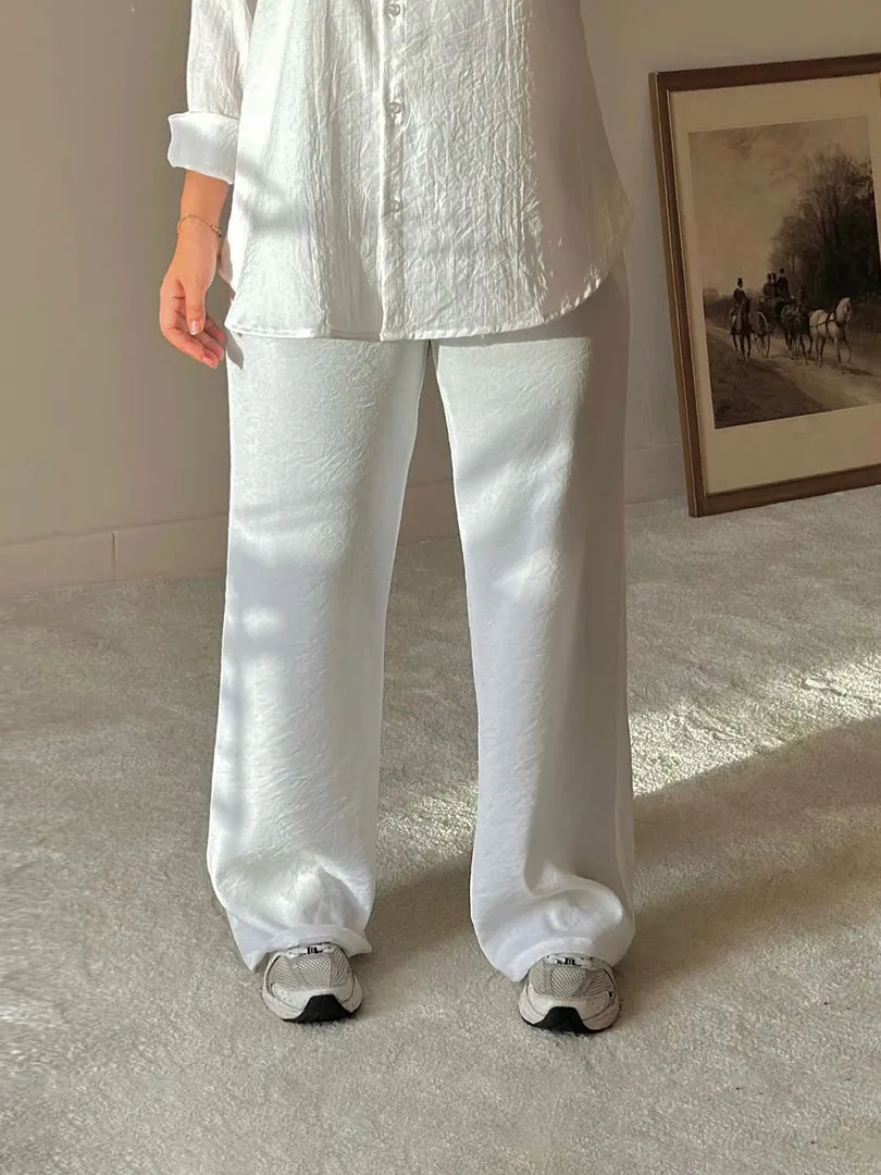 White Linen Comfort Pants