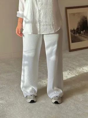 White Linen Comfort Pants