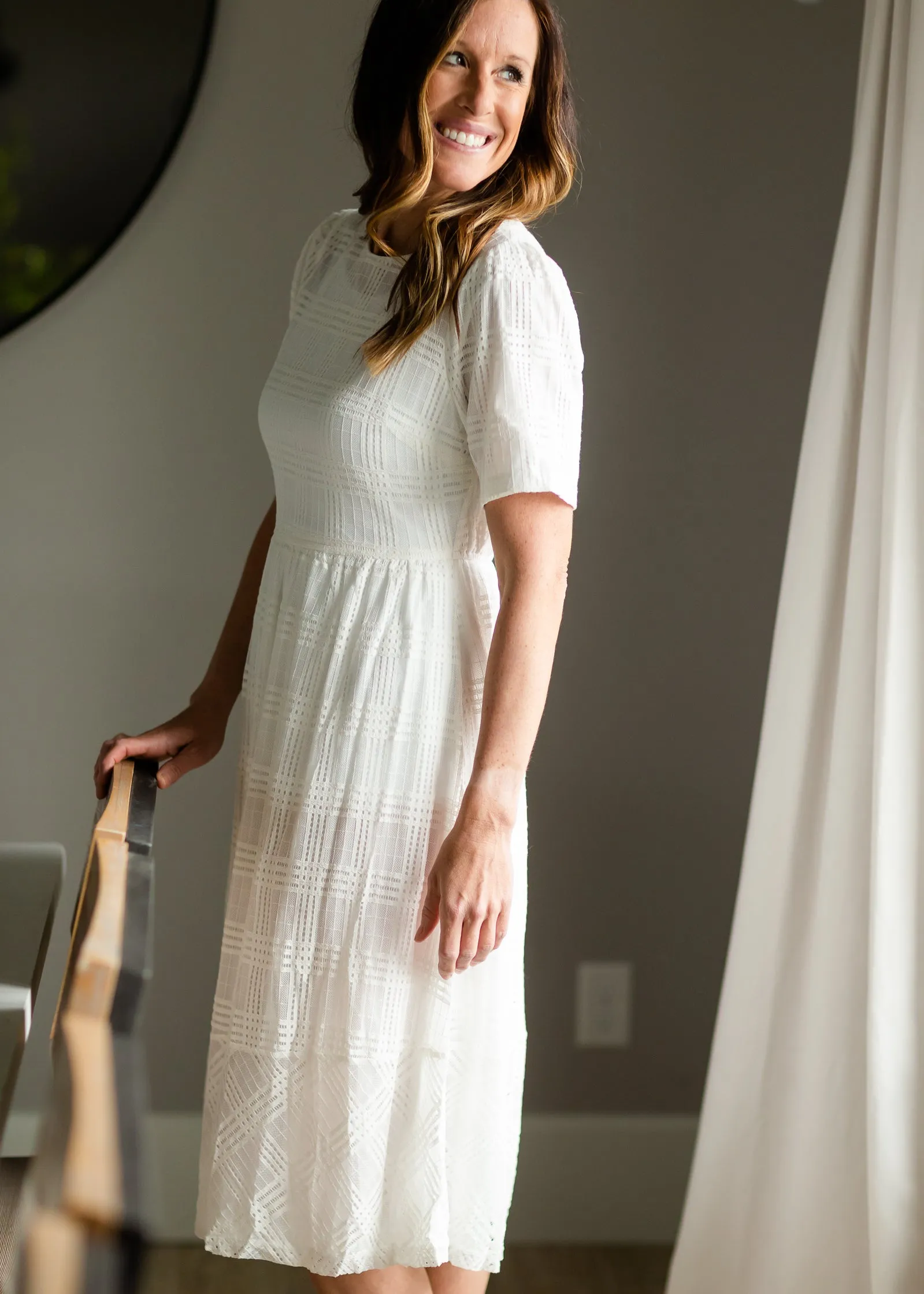 White Overlay Midi Dress - FINAL SALE
