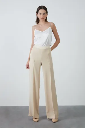 Wide Leg Stylish Beige Pants