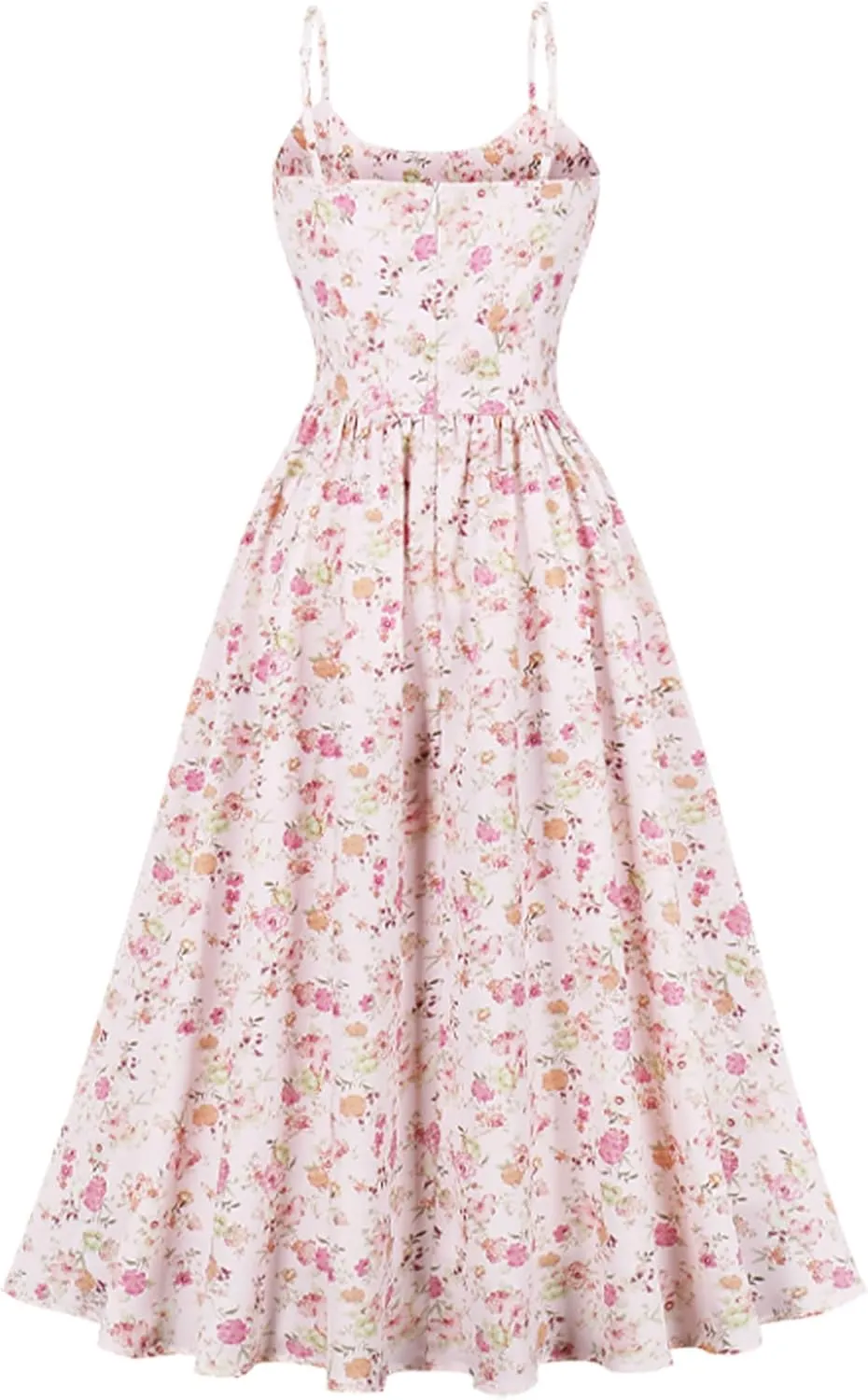 Women Floral Corset Dress Sleeveless Square Neck Spaghetti Straps Dress Boho Holiday Flowy Midi Bustier Sundress